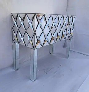 Modern Luxury Rectangle Silver Mirrored Console Hallway Table For Home Hotel Furniture