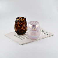 Bougeoir en verre ambré fait à la main avec des taches de léopard Bocal à bougie en écaille de tortue de différentes tailles