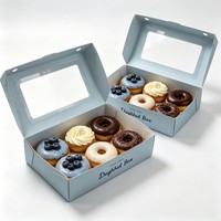 Caja de Embalaje para Donuts Desechable de Grado Alimenticio, Impresión Digital, Caja de Papel Ecológica para Donuts, Contenedor para Llevar para Tiendas
