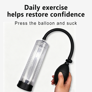 Agrandisseur de pénis gonflable en forme de grenade avec pompe manuelle, manchon en silicone, jouet pour adultes pour hommes, prise ferme, étanche, portable - Product Image 2