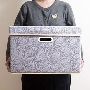 Collapsible Storage Boxes with Lids Fabric Decorative Storage <b>Bins</b> Cubes Organizer Containers Baskets with Cover Handles - Product Image 2