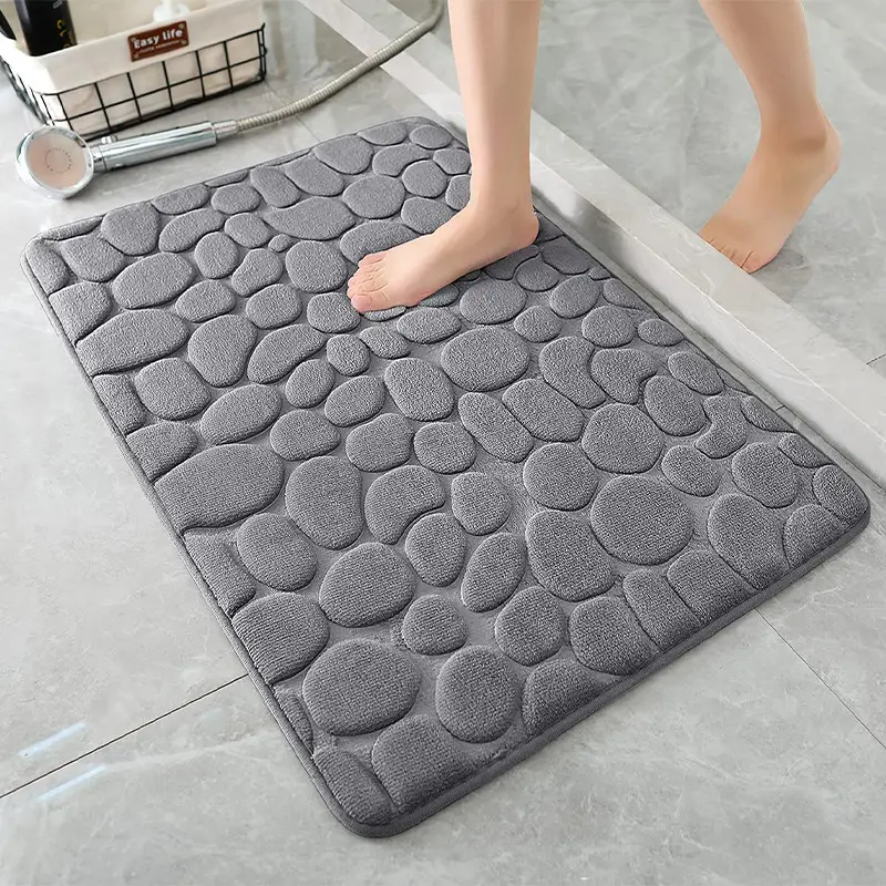Venta caliente suave espuma viscoelástica ducha baño alfombra de suelo alfombras de secado rápido súper absorbente de agua antideslizante alfombra de baño de piedra