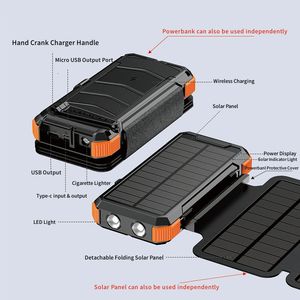 Nuevas mejores <span class=keywords><strong>ofertas</strong></span> Cargador de panel solar portátil Panel solar plegable PowerBank 20000mAh 30000mAh Banco de energía solar impermeable inalámbrico - Product Image 4