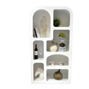 Estantería y Mueble de Almacenamiento de Madera Blanca Moderna, Estilo Simple Nórdico Vintage para Dormitorio u Oficina en Casa - Product Image 1