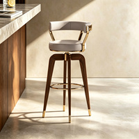 Tabourets de bar en bois massif de luxe nordique, modernes et simples, pour usage domestique, tabourets hauts à dossier, tabourets de comptoir de bar pivotants pour îlot