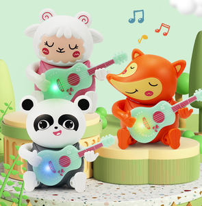 Venta al por mayor LED luminoso tocando la guitarra oso cantor Rana juguetes con luz de colores para niños regalos animales musicales - Product Image 4