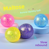 Balle anti-stress extrêmement légère en sirop de malt, outil divin, jouet de simulation, effet aurore, rebond lent, plastique souple, pailleté, extensible