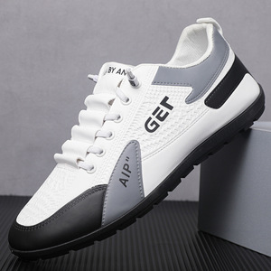 Men's Color-<b>Block</b> Breathable Mesh Casual Sneakers, Non-Slip Wear-Resistant <b>Rubber</b> Sole Comfortable Lace-Up Fashion Walking Shoes - Product Image 1