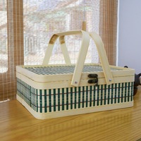 Panier en bambou Anji, style vintage chinois, portable, pour le Festival du Dragon, le Festival de la Mi-Automne, les boulettes de riz et les gâteaux de lune