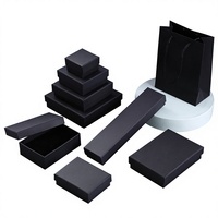Boîte à bijoux noire haut de gamme en gros avec couvercle et doublure en éponge pour collier, bague, boucles d'oreilles, emballage en papier kraft