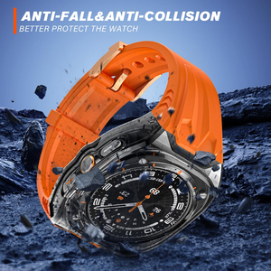 Cinturino sportivo robusto in silicone con custodia compatibile per Samsung Galaxy <span class=keywords><strong>Watch</strong></span> <span class=keywords><strong>Ultra</strong></span> 47mm con cover protettiva trasparente per uomo - Product Image 3