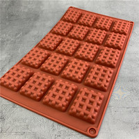 Emporte-pièce rectangulaire en silicone à 20 cavités pour gaufres et biscuits, outil de décoration de gâteaux en fondant, pour la pâtisserie DIY, écologique, certifié LFGB