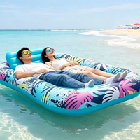 Matelas Gonflable en PVC Durable avec Appui-tête et Poignées pour Fêtes au Bord de la Piscine, Vacances à la Plage, Divertissement Estival en Extérieur (Jusqu'à 5 Passagers)