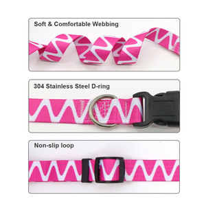 Adjustable Pink Geometric Pattern Pet <b>Collar</b> with Buckle Closure for Dogs Cats Small Pets - Product Image 4