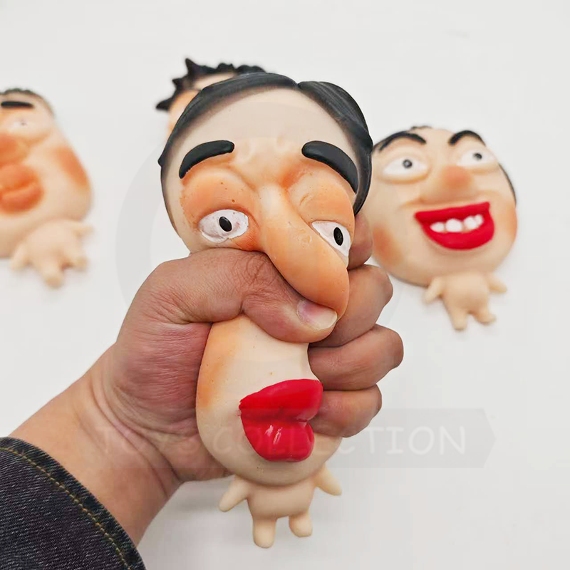 New Trending TPR Cheek Pinching Fun Stress Relief Squishy Toy Big Head Full Lips Masked Person Pimple Squeezing Toy Sensory