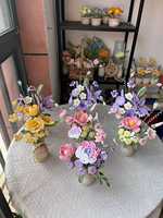Bouquet de tulipes tricotées de style moderne Beaufy - Fleurs en tissu faites à la main, longue durée, rose/violet/bleu, cadeau pour la fête des mères, livraison rapide