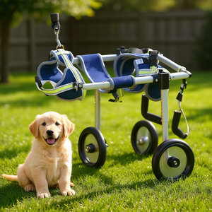 Silla de Ruedas para Mascotas Extra Pequeña (XS), Manual, Ajustable, de Aleación de Aluminio, para Perros con Lesiones en las Patas Traseras, para Ayudar a la Recuperación - Product Image 2