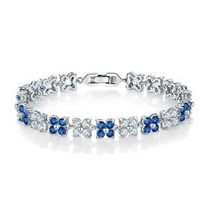 Natuna Bán Buôn Đồ Trang Sức Bốn Lá Clover Vòng Đeo Tay 925 Sterling Bạc Mạ Đồng Zircon Vòng Đeo Tay Cho Phụ Nữ