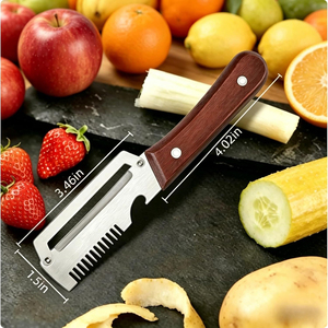 Nuevo Diseño de Pelador de Verduras Multifuncional 3 en 1 con Mango de Madera, Rallador y Abrebotellas para Frutas y Verduras - Product Image 2