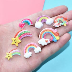 Cabochons en résine, 50 pièces assorties, motif nuage arc-en-ciel, designs de météores, Kawaii, pour enfant, cheveux ou accessoires de réfrigérateur - Product Image 2