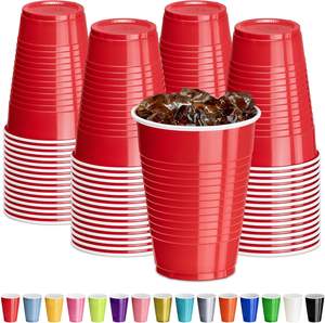Gobelets en plastique rouge 12 oz, gobelets jetables, fournitures de fête réutilisables - Product Image 4