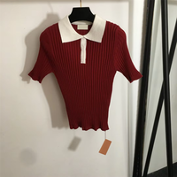 T-shirts Pulls Décontractés de Luxe à Manches Courtes pour Femmes, Nouveauté Tendance, Couleurs Simples Assorties, Coupe Slim, Vêtements de Créateur