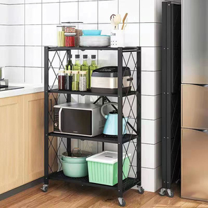 Estante de almacenamiento plegable para el hogar, estante de exhibición de <span class=keywords><strong>cocina</strong></span> plegable <span class=keywords><strong>con</strong></span> <span class=keywords><strong>ruedas</strong></span>, estante organizador de <span class=keywords><strong>cocina</strong></span> - Product Image 6