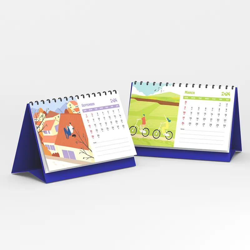 Nhà Máy bán hàng trực tiếp lịch thiết kế miễn phí in ấn calendrier calendarios tùy chỉnh bàn lịch 2024