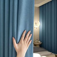 Rideaux plissés occultants Taikoo Li, bleu acier, jacquard gaufré, pour salon, style minimaliste, vente en gros au mètre