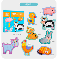Mainan teka-teki Jigsaw hewan edukatif kayu warna-warni untuk anak-anak 2-5 tahun