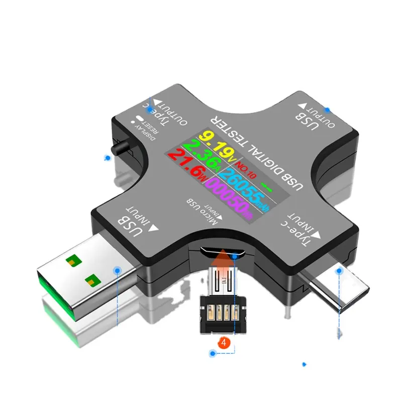 12 in 1 color PD USB tester DC Digital voltmeter current voltage Type-C meter amp ammeter detector power bank charger indicator