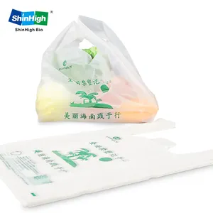 Customized LOGO biodegradable plastic supermarket t shirt shopping bag