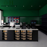 Comptoir de caisse moderne pour magasin de proximité avec étagère de présentation, unité d'étagérage gondole pour supermarché