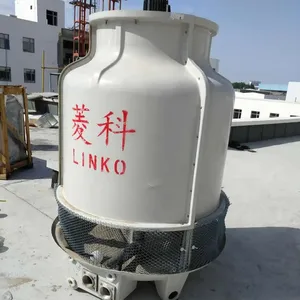 Small Size Open Type Round Shape Grey White FRP Water Cooling Tower New Condition With Motor For Manufacturing Plant