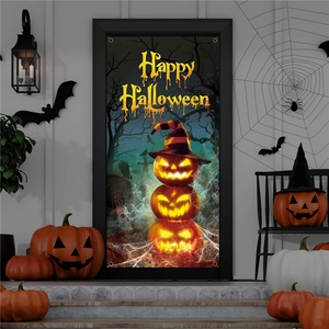 <span class=keywords><strong>D</strong></span>écorations murales pour fête <span class=keywords><strong>d</strong></span>'Halloween : Tissu suspendu citrouille et fantôme pour cadre de porte, accessoires photo <span class=keywords><strong>d</strong></span>'<span class=keywords><strong>horreur</strong></span>, toile de fond festive - Product Image 1