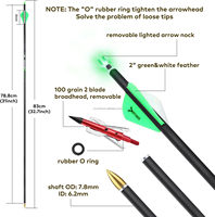Ensemble de 6 flèches en carbone HT de 31 pouces avec pointes mécaniques et nocks lumineux, flèches de chasse pour arc à poulies et arc classique OEM
