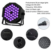 Projecteurs LED mini PAR UV LEAHUA en plastique pour montage mural DMX512 36x3w pour scène, DJ, discothèque, mariages et événements