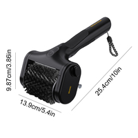 Brosse électrique pour barbecue 7,4 V sans fil rechargeable avec lumière LED, tête de brosse en acier inoxydable pour la cuisson en extérieur