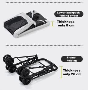 Lớn Twin Mèo cầu THANG LEO Xe đẩy 360 xem hai lớp xe đẩy vận chuyển chạy giỏ hàng có thể gập lại Đôi Chó vật nuôi xe đẩy tàu sân bay - Product Image 6