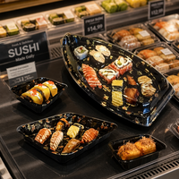 Plateau à sashimi jetable de qualité alimentaire en BOPS, emballage thermoformé, plateau à sushi en gros