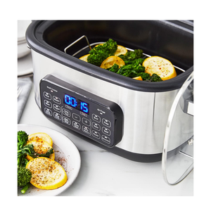 Stainless Steel 13-in-1 Air Fryer <strong>Slow</strong> Cooker &amp; Grill, for Steam Saute, Broil, <strong>Bake</strong>, Cook Rice, LED Display Screen, Ceramic Pot - Product Image 4