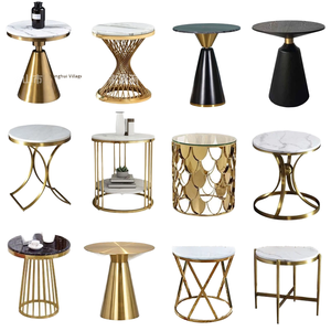 Table basse postmoderne en acier inoxydable et marbre, style luxe léger et simple, pour salon - Product Image 5