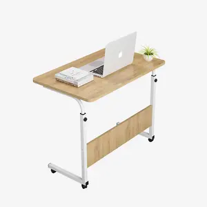 Office Height Lifting Faltbare Faltung Verstellbarer Computer Laptop Stand Desktop Aluminium Holz MDF Study Desk Tisch mit Rad