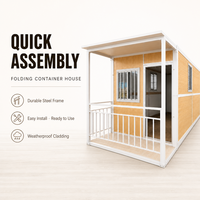 Maison conteneur pliable 20 pieds, structure en acier galvanisé, design moderne, assemblage rapide, respirante, une unité, double usage bureau et maison