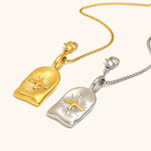 Dingran doble Color brillante patrón de pájaro Natural joyería de acero inoxidable para Mujeres 18K chapado en oro colgante encanto collares - Product Image 1