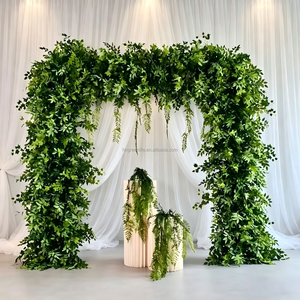 Hot Sell Customized 8ft*8ft Green Plant Wedding <b>Backdrop</b> Artificial Greenery Green Leaves Arch for Wedding Entrance Decoration - Product Image 1