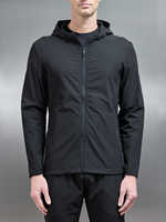 Veste coupe-vent technique légère TN Europe Fit, extensible dans 4 directions, 87 % nylon, 13 % élasthanne, coupe ajustée pour homme, avec capuche réglable
