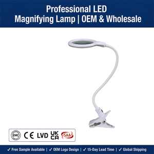 USB Powered Flexible Neck Clip Type Illuminated Magnifying Lamp Ring Light - Product Image 1