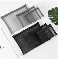 Classeur transparent en nylon avec logo personnalisé A5/A6 Sacs à cosmétiques pour documents avec lettre Rangement pour fournitures de bureau de voyage avec pochette à fermeture éclair en maille