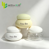 Jars de crème de soin de la peau en plastique PET luxueux et vides avec couvercle à vis pour crème visage, jaune pâle/blanc transparent, tailles 50/100/200 ml